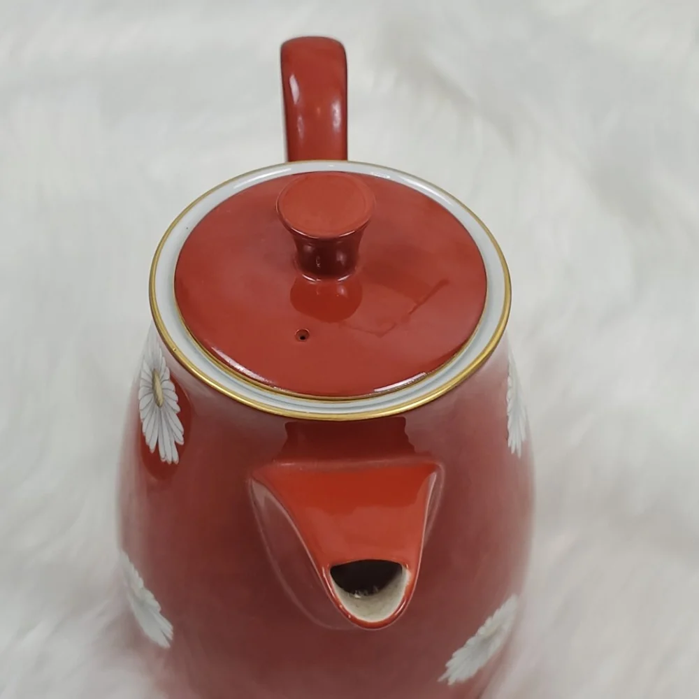 Rare Notitake Nippon Toki Kaisha Red Daisy Pottery Mid-Century Modern Vintage